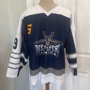 Pensacola Junior ice Flyers hockey jersey military jet blue adult size small S
